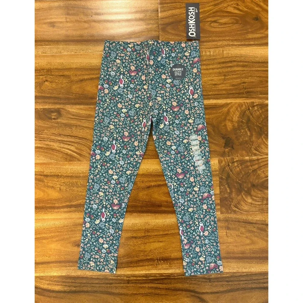 Leggings Bundle - Carter’s & OshKosh - Flowers and Stripes, Size 4T